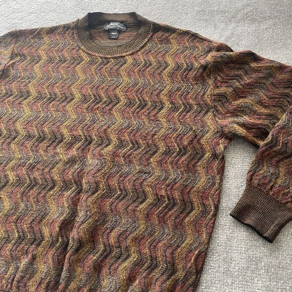 Mondo Di Marco Knit Sweater L Abstract Pattern Wool Mohair Vintage Crew Pullover - Picture 1 of 9
